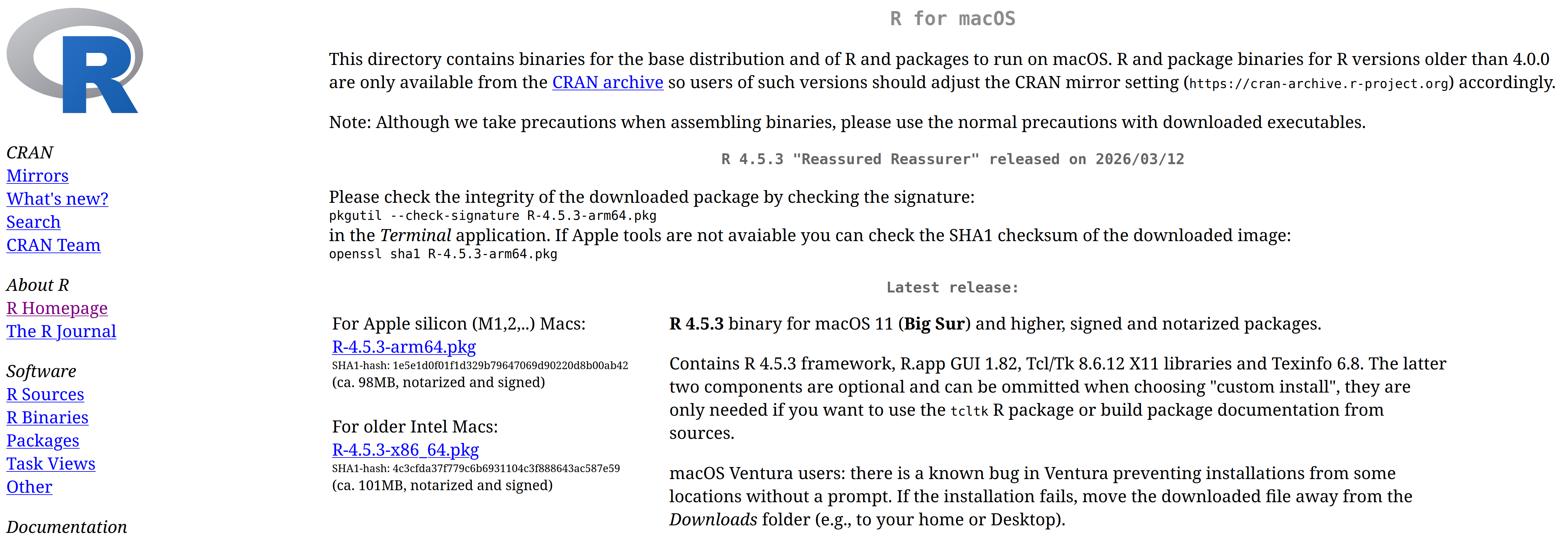 macOS download options.