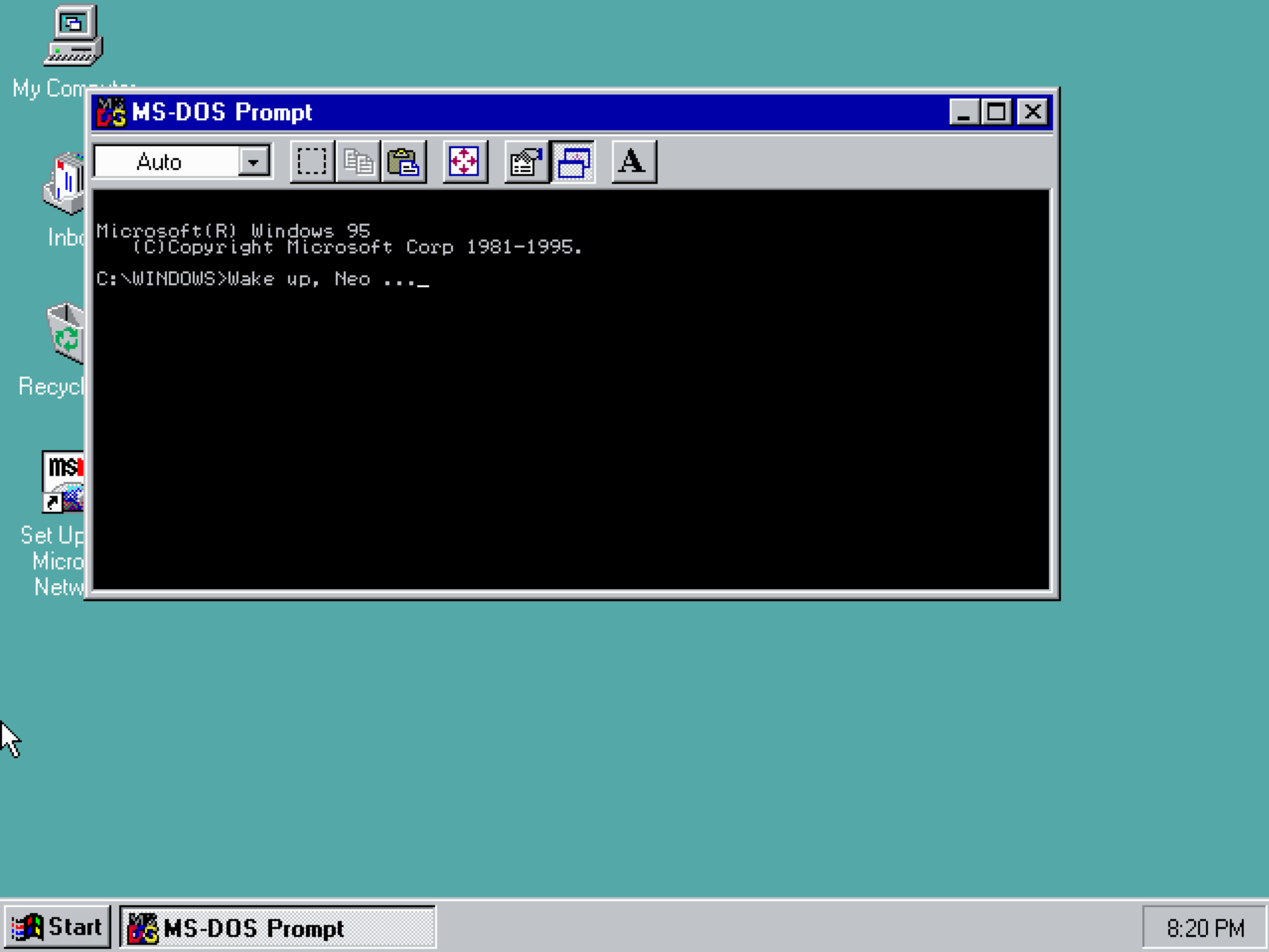 MS-DOS Prompt application in Windows 95